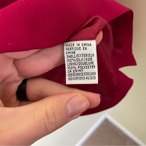 Talbots Raspberry 100% Silk Set! Silk Button Up Top & Pant Set Size 6 - Picture 12 of 16
